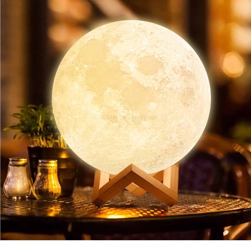 Moon Lamp with Wooden Stand